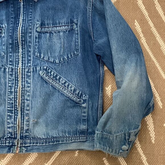 Vtg Rare Distressed & Faded Lightweight OshKosh B’Gosh Denim Workwear Jacket 44R - Picture 8 of 17